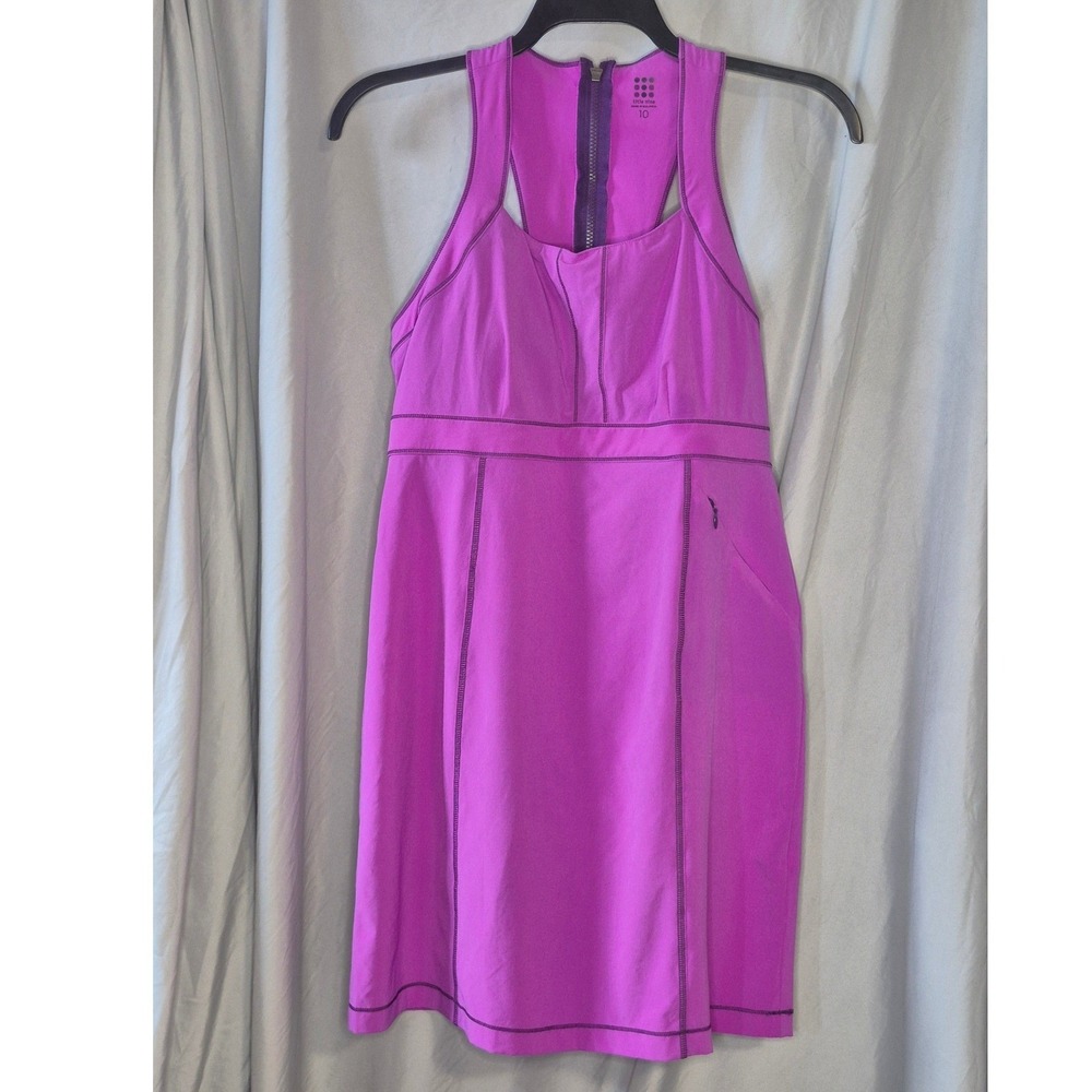 Title Nine Magenta Purple Racerback Athletic Sport Dress Size 10 Zip Back Pocket